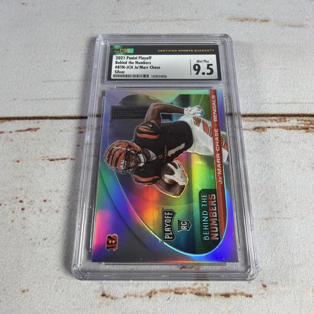 2021 Panini Playoff #BTN-JCH Ja'Marr Chase Behind the Numbers Silver Graded 9.5